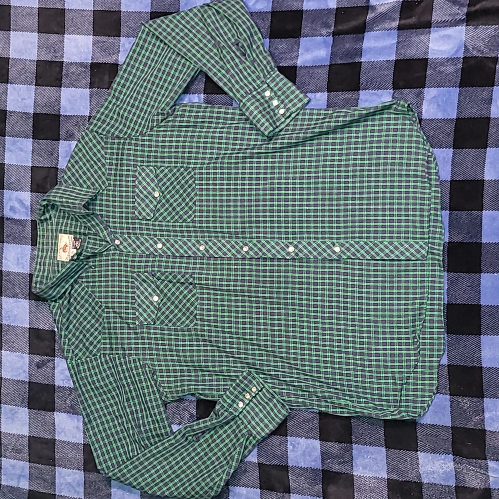 Vintage. Made in USA. Rancher Westernwear. Pearl snaps. 2XL TALL